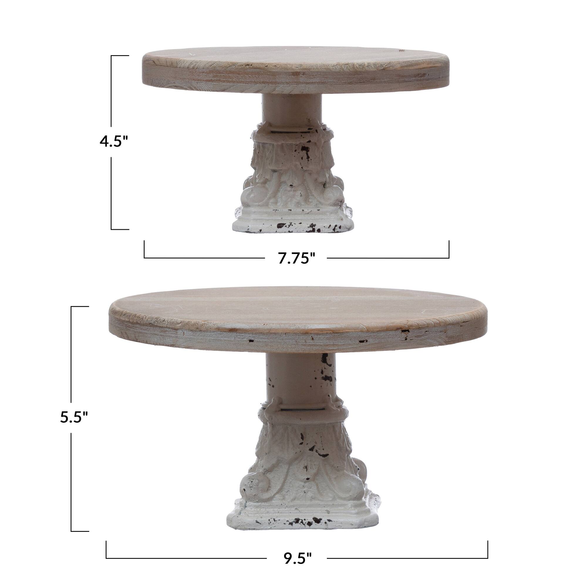 Hello Honey® Distressed White Wood & Metal Pedestals Set